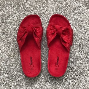 Super Cute Red Slides Size 8, fits like 7